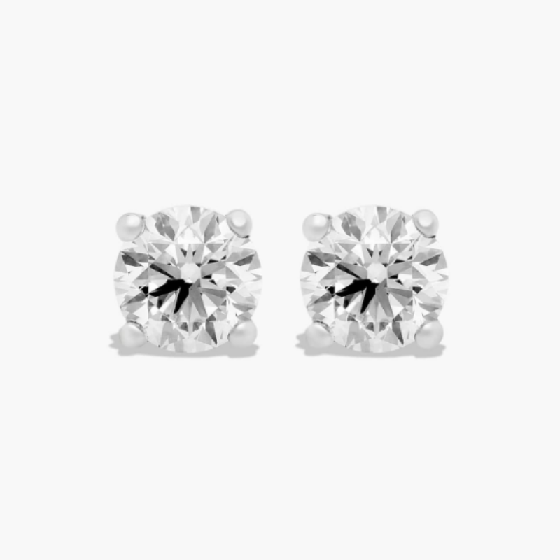14K Gold Four Prong Round Brilliant Lab-Grown Diamond Stud Earrings (2.00 CTW - F-G / VS