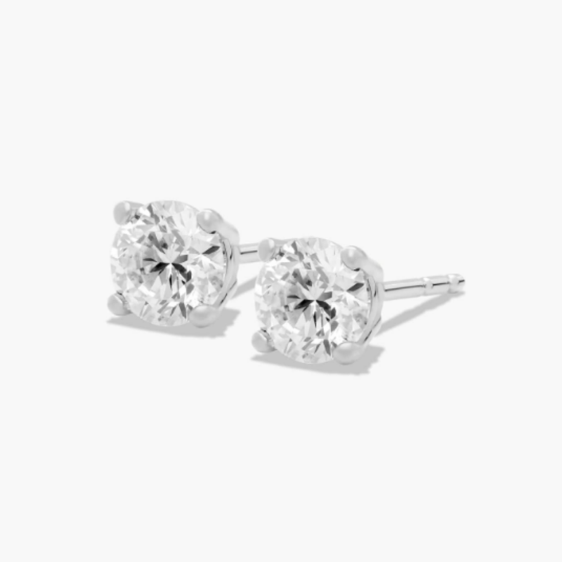 14K Gold Four Prong Round Brilliant Lab-Grown Diamond Stud Earrings (1.00 CTW - F-G / VS