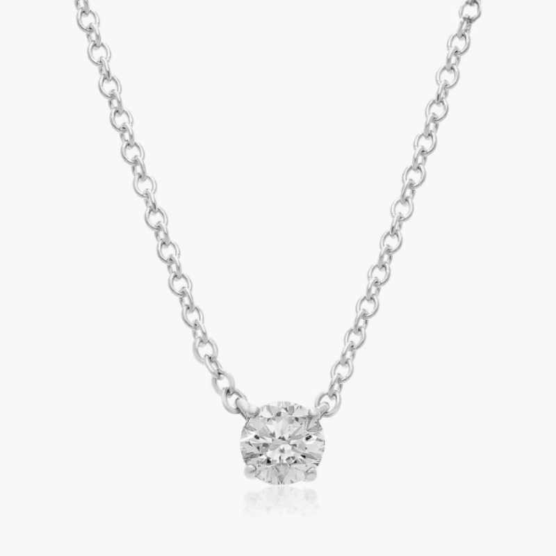 14K Gold Four Prong Basket Solitaire Lab-Grown Diamond Pendant (1.00 CTW - F-G / VS2-VS1)