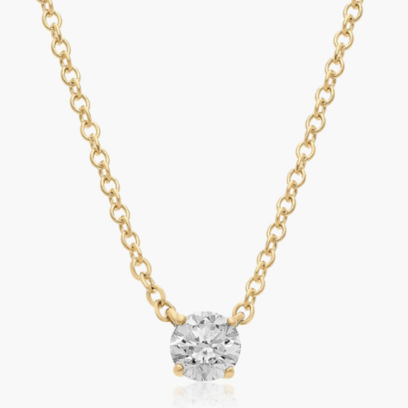 14K Gold Four Prong Basket Solitaire Lab-Grown Diamond Pendant (1.00 CTW - F-G / VS2-VS1)