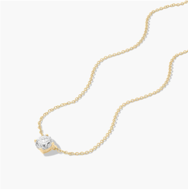 14K Gold Four Prong Basket Solitaire Lab-Grown Diamond Pendant (1.00 CTW - F-G / VS2-VS1)