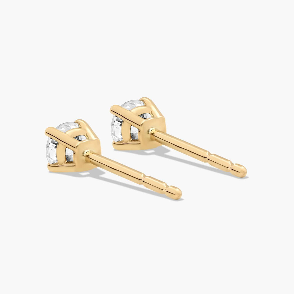 14K Gold Four Prong Round Brilliant Lab-Grown Diamond Stud Earrings (2.00 CTW - F-G / VS