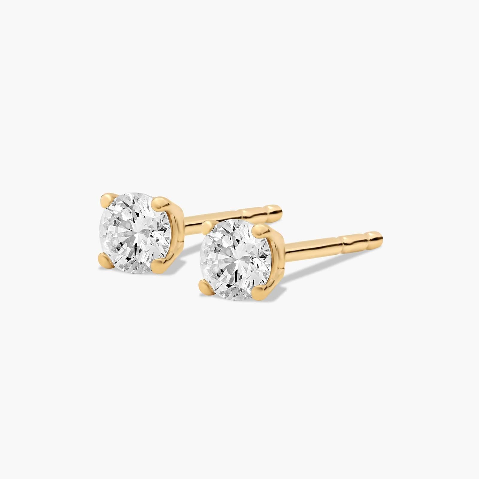 14K Gold Four Prong Round Brilliant Lab-Grown Diamond Stud Earrings (1.00 CTW - F-G / VS