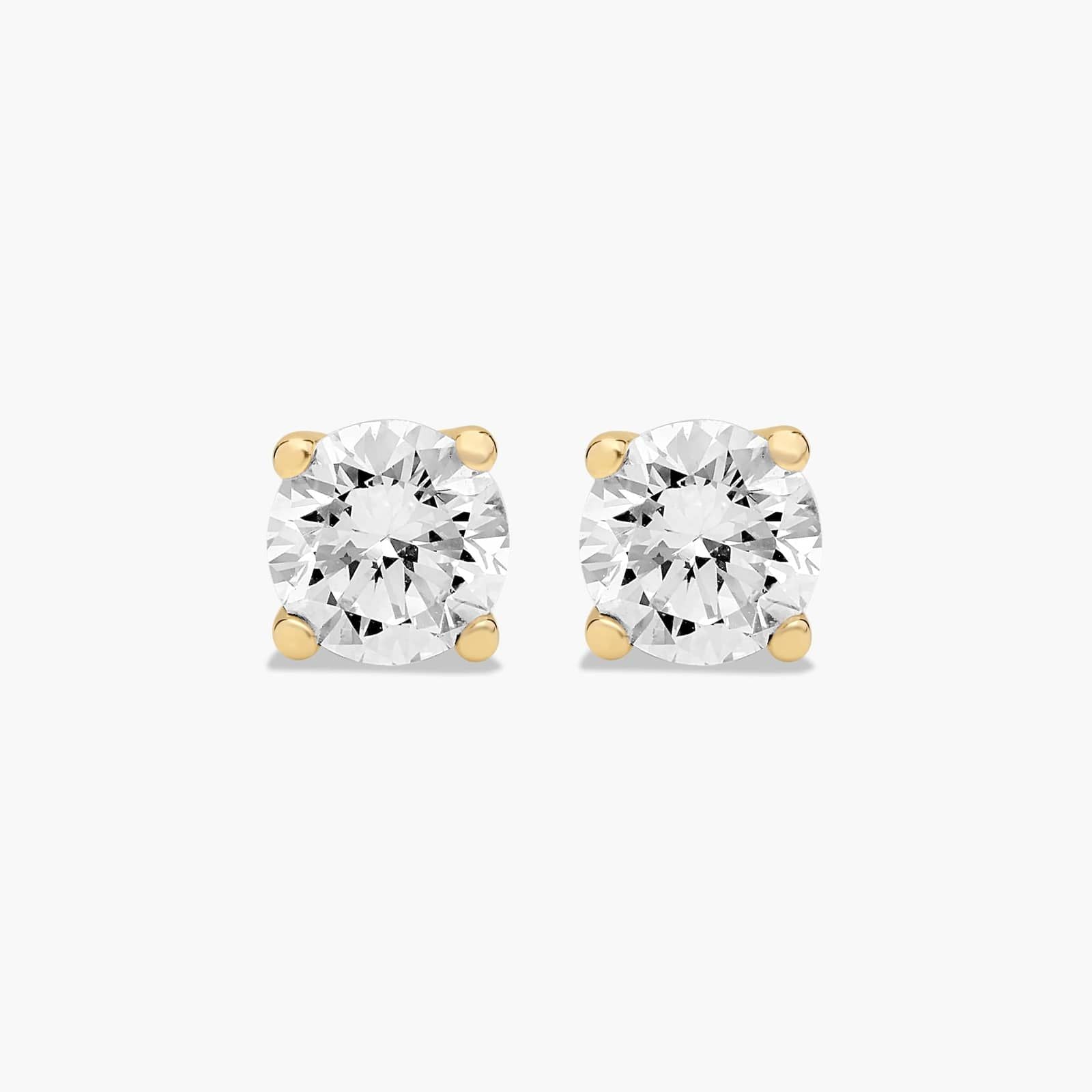 14K Gold Four Prong Round Brilliant Lab-Grown Diamond Stud Earrings (1.00 CTW - F-G / VS
