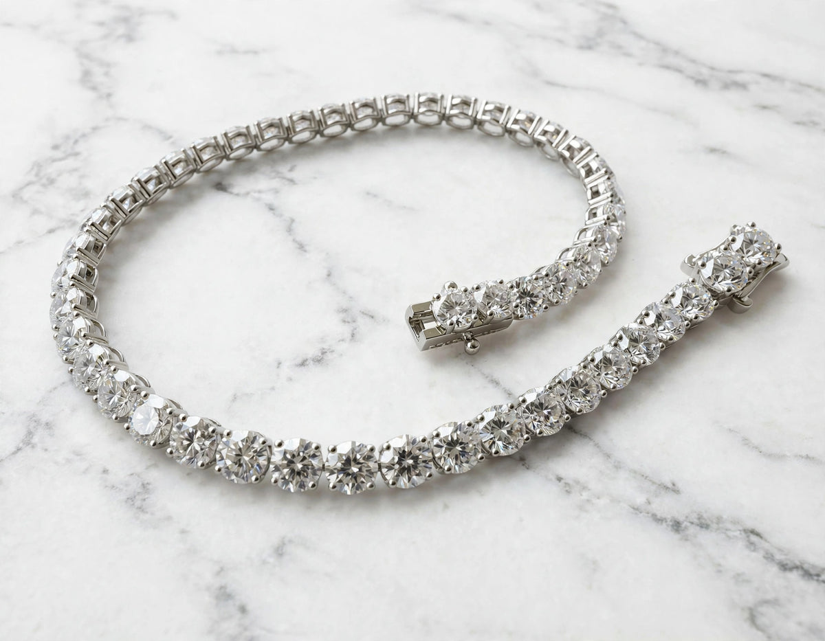 6ct tennis bracelet open clasp white gold