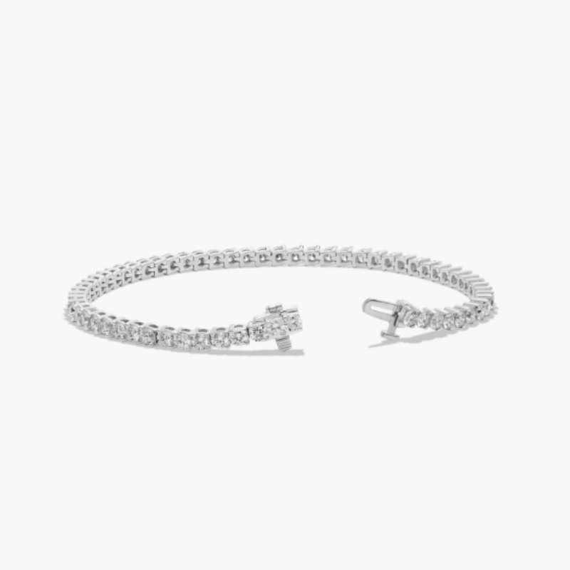 14K Gold 7 Inch Four Prong Lab-Grown Tennis Bracelet (4.00 CTW - F-G / VS2-VS1)